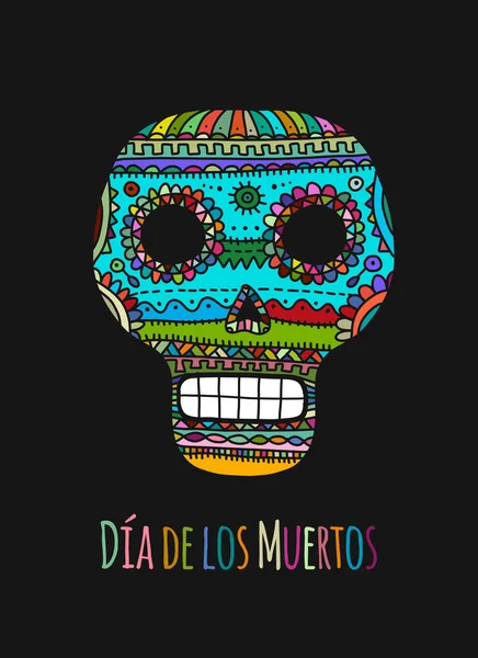 El día de los muertos. Calavera de azúcar mexicana para tu diseño — Vector de stock