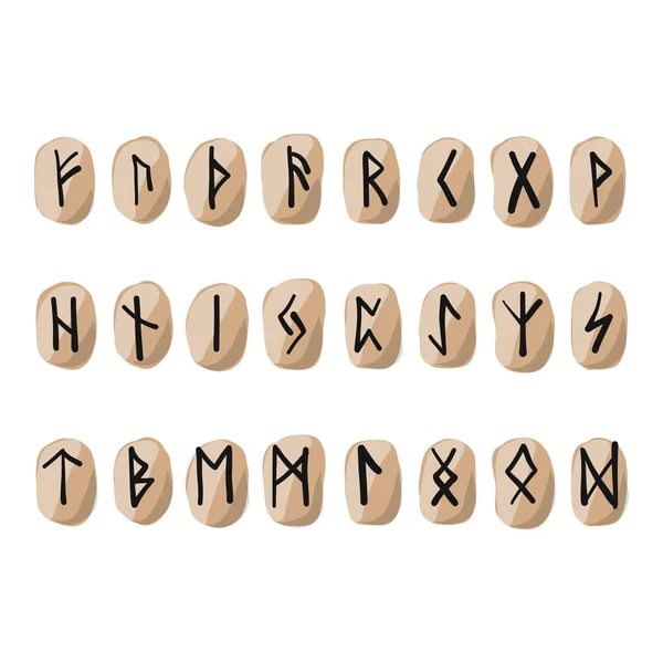 Set of old norse scandinavian runes. Ancient occult symbols — Stock Vector