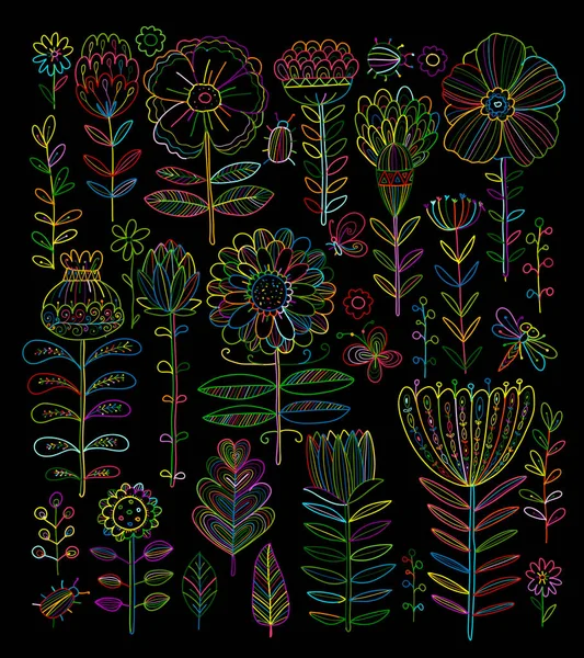 Blumenwiese Skizze Für Ihren Entwurf Vektorillustration — Stockvektor