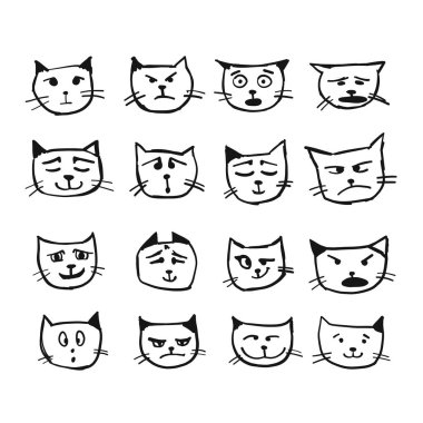 Kedi yüzler, tasarımınız için kroki