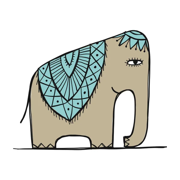 Elefante lindo, boceto para su diseño — Vector de stock