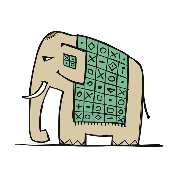 かわいい象、あなたのデザインのためのスケッチ — ストックベクタ