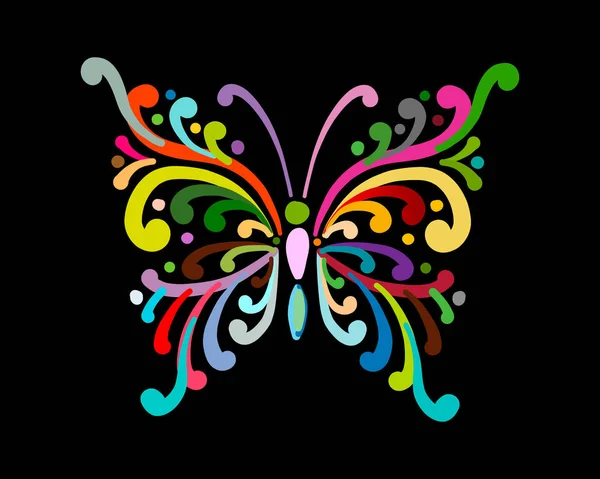 Papillon coloré orné pour votre conception — Image vectorielle