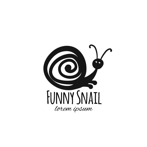 Funny snail, black silhouette for your design — Stock Vector