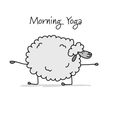 Yoga yapan komik koyunlar, tasarımınız için çizim