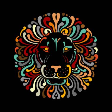 Aslan renkli logo yüz, Tasarımlarınız için kroki