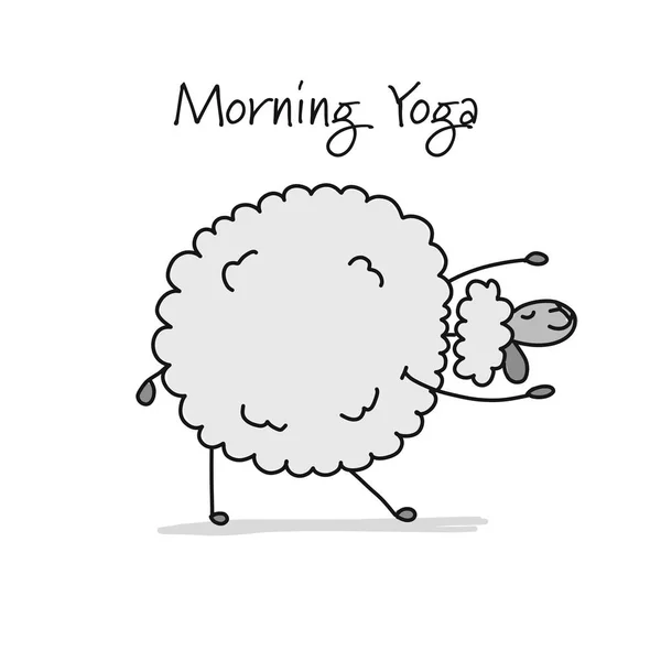 Lustige Schafe beim Yoga, Skizze für dein Design — Stockvektor