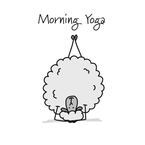 Oveja divertida haciendo yoga, boceto para tu diseño — Archivo Imágenes Vectoriales