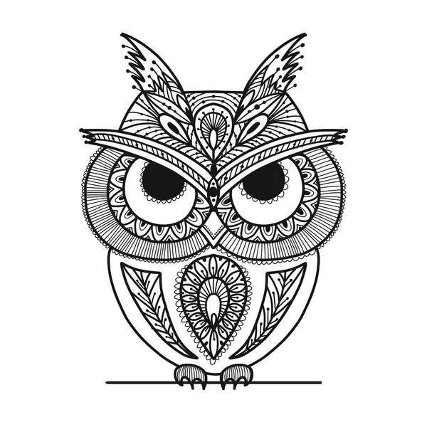 Ornate uil, zenart voor uw ontwerp — Stockvector