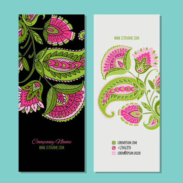 ビジネス カードのデザイン、花の背景 — ストックベクタ