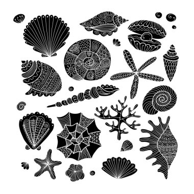 Deniz koleksiyonu, tasarımınız için süslü deniz kabuklarını