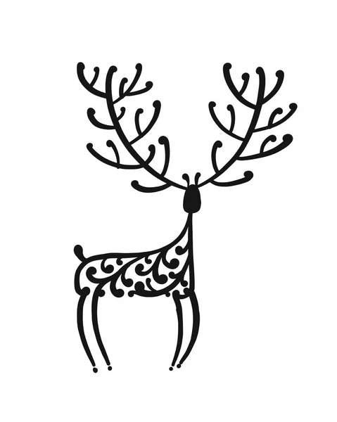 Ornate deer, sketch for your design — Stock Vector