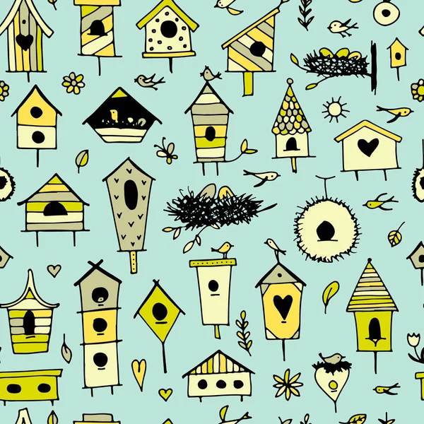 Birdhouses, motif sans couture pour votre design — Image vectorielle