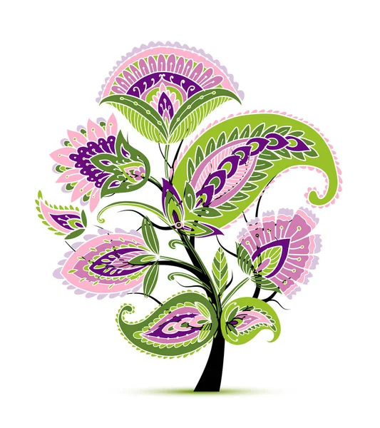 Vintage sihirli çiçek ağaç, tasarımınız için kroki — Stok Vektör