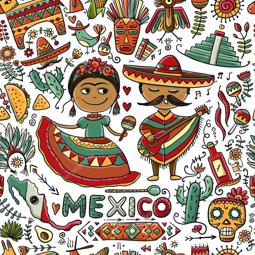 Travel to Mexico. Seamless pattern for your design