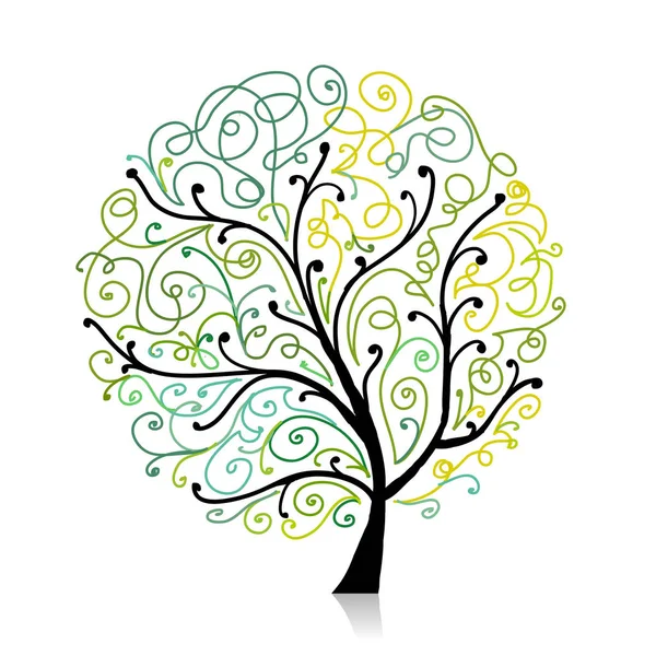 Kleurrijke boom met blad spiraal sieraad — Stockvector