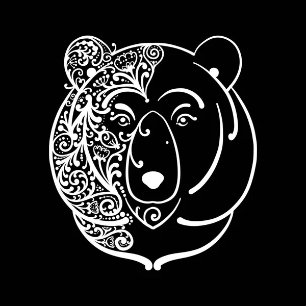 Cara de urso ornamentado, esboço para o seu design —  Vetores de Stock