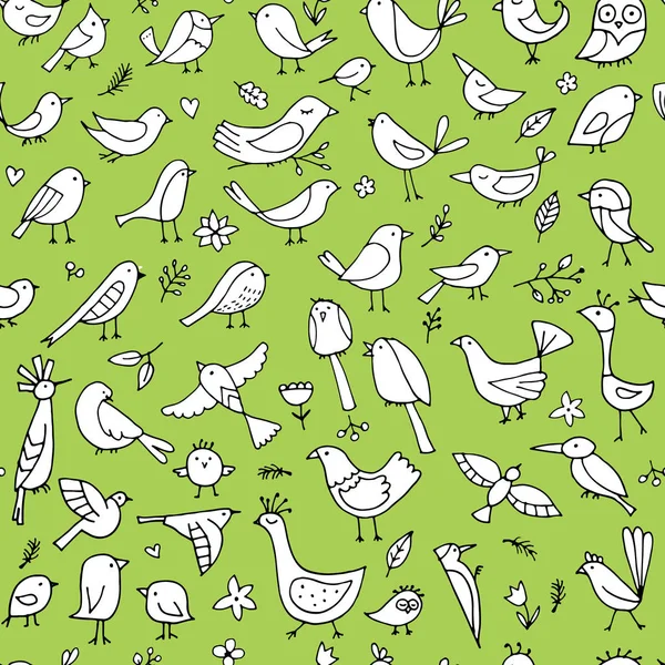 Familia Aves Patrón Sin Costuras Para Diseño Ilustración Vectorial — Vector de stock