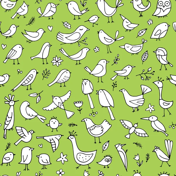 Birds Family Seamless Pattern Your Design Vector Illustration — Stock Vector