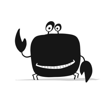 Komik Yengeç, siyah siluet tasarımınız için