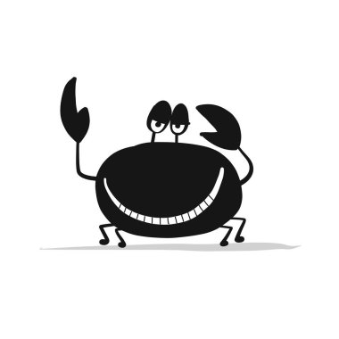 Komik Yengeç, siyah siluet tasarımınız için