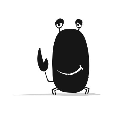 Funny crab, black silhouette for your design clipart