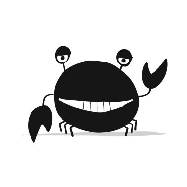 Komik Yengeç, siyah siluet tasarımınız için