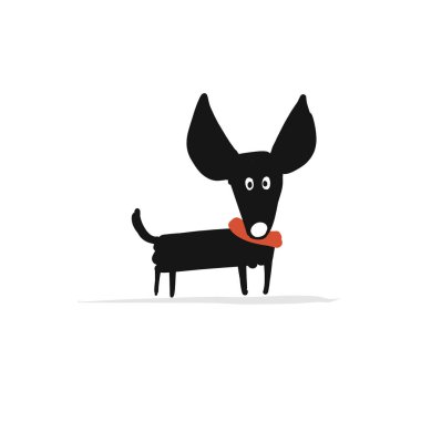 Komik küçük köpek, tasarımınız için kroki