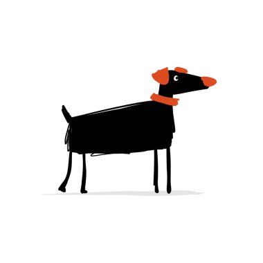 Komik köpek, tasarımınız için kroki
