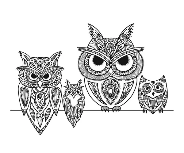 Ornate Owl Zenart Your Design Векторная Иллюстрация — стоковый вектор