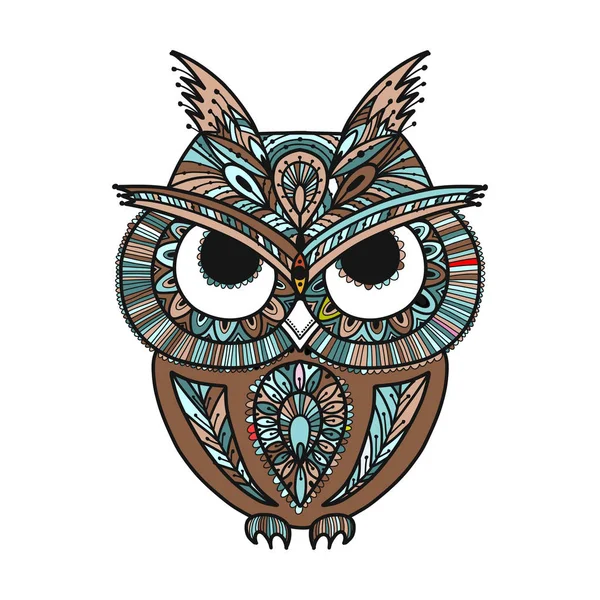 Ornate uil, zenart voor uw ontwerp — Stockvector