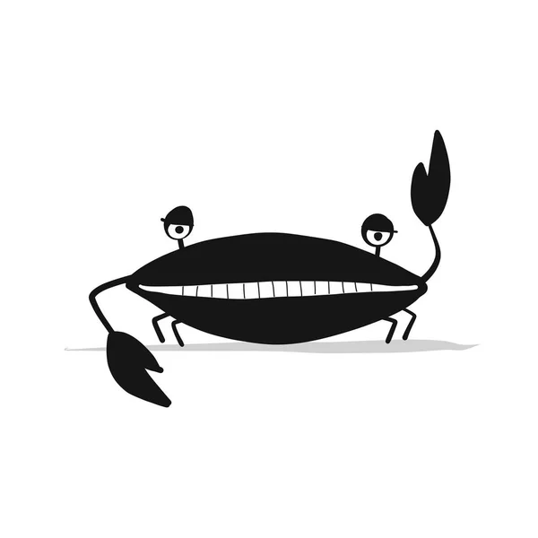 Vtipný Krabí, černá silueta pro návrh — Stockový vektor