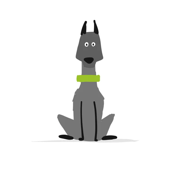 かわいいドーベルマン犬、あなたの設計のためのスケッチ — ストックベクタ