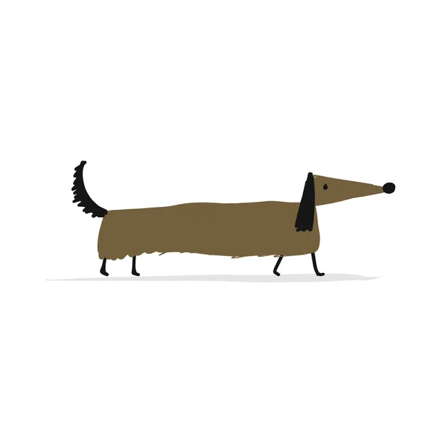 Cão dachshund bonito, esboço para o seu projeto — Vetor de Stock