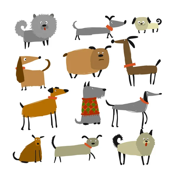 Колекція смішних собак, ескіз вашого дизайну — стоковий вектор