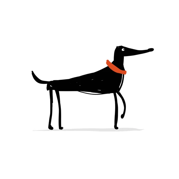 Divertido perro, boceto para su diseño — Vector de stock