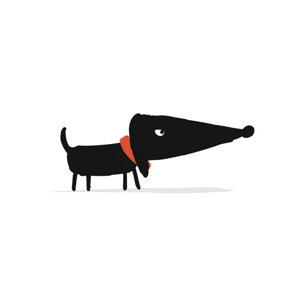 Lindo perro salchicha, boceto para su diseño — Vector de stock