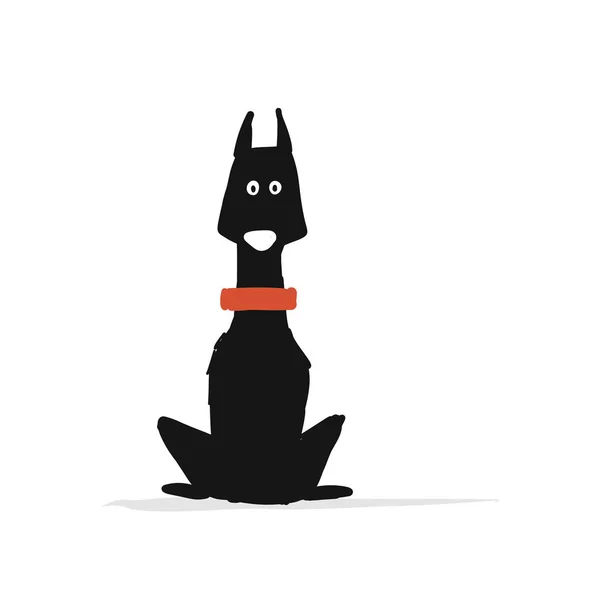 Lindo perro doberman, boceto para su diseño — Vector de stock