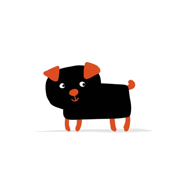 Komik pug köpek, tasarımınız için kroki — Stok Vektör