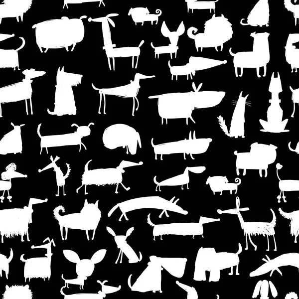 Cute dogs collection, seamless pattern for your design — Stock Vector