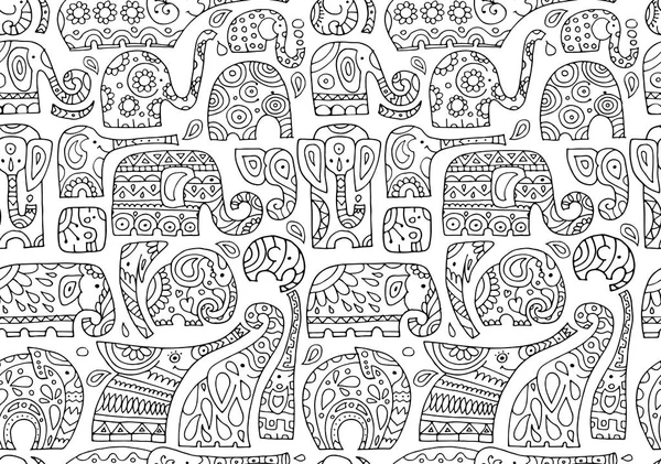 Elefantes adornados, patrón sin costuras para su diseño — Archivo Imágenes Vectoriales