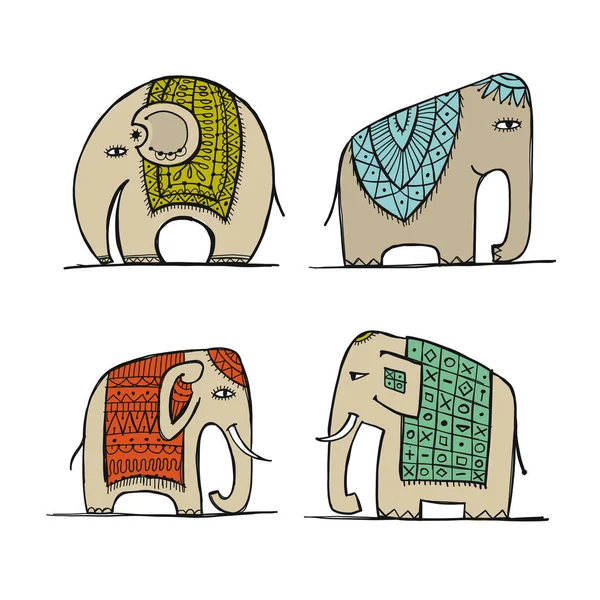 Elefante lindo, boceto para su diseño — Archivo Imágenes Vectoriales