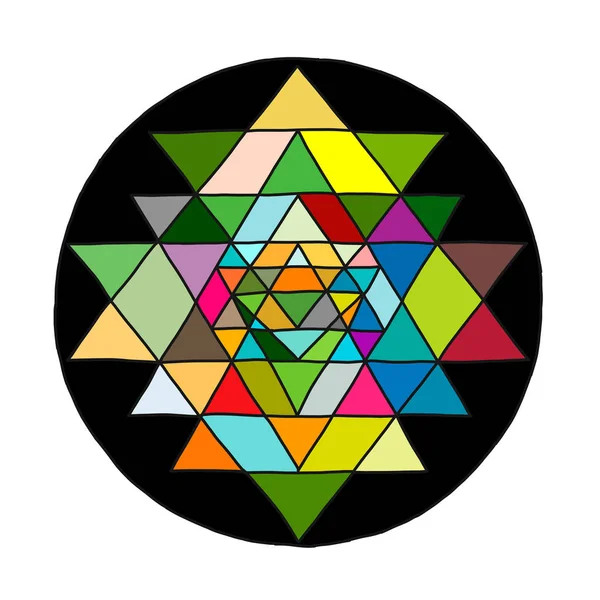 Świętej geometrii i Alchemia symbol Sri Yantra. Ręcznie rysowane szkic do projektowania — Wektor stockowy