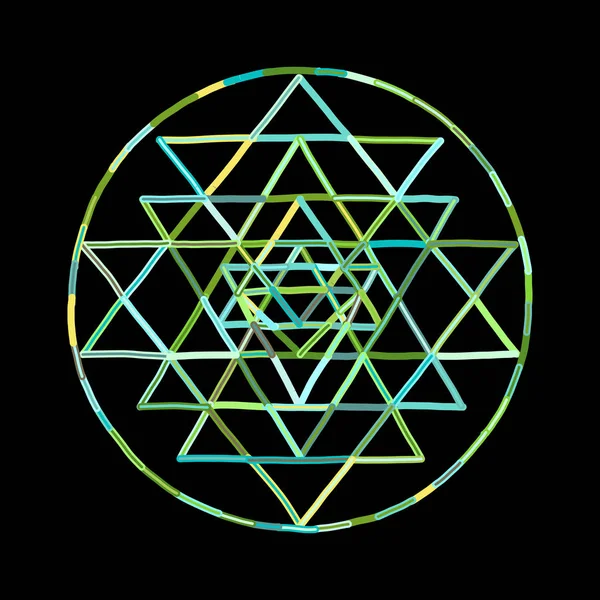 Kutsal Geometri Simya Sri Yantra Sembolü Tasarımınız Için Elle Çizilmiş — Stok Vektör