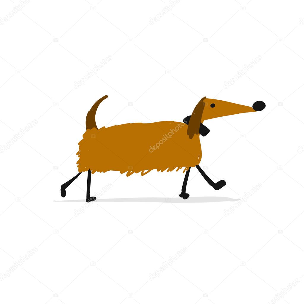 Funny dog, sketch for your design. Vector illustration