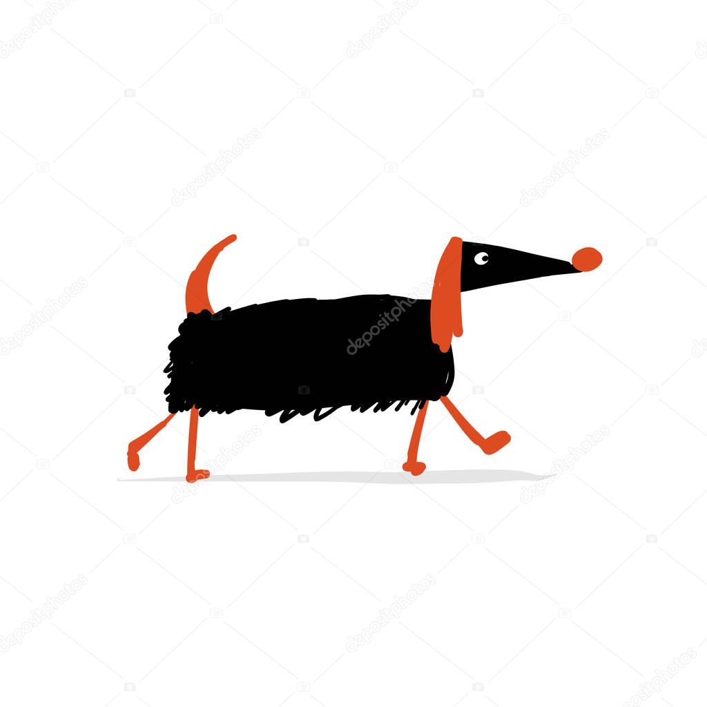 Funny dog, sketch for your design. Vector illustration