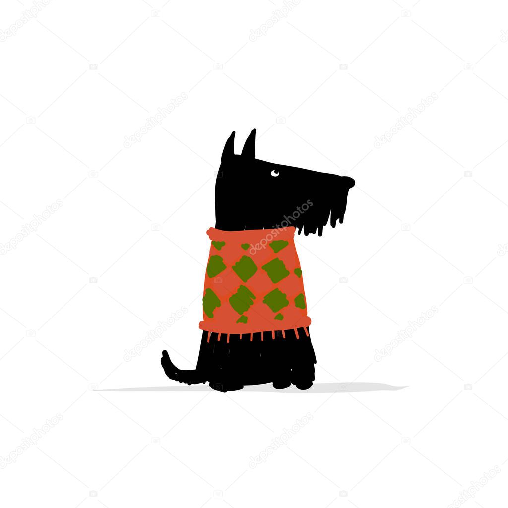 Cute schnauzer dog, sketch for your design. Vector illustration