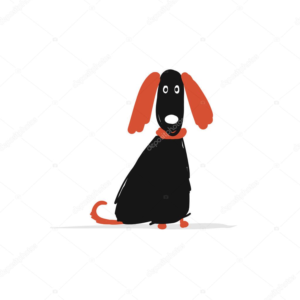 Funny dog, sketch for your design. Vector illustration