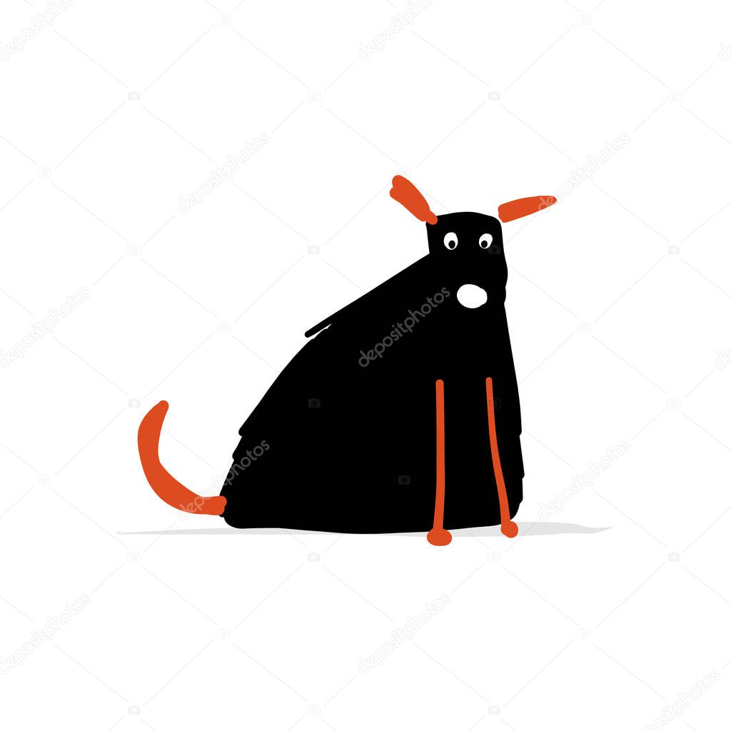 Funny dog, sketch for your design. Vector illustration