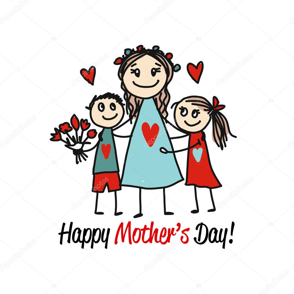 Happy mothers day. Greeting card design. Vector illustration